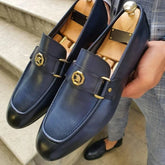 Männer Loafer Blau Braun Metall Dekoration Mode Business Klassische Slip-on Männer Kleid Schuhe für Männer mit